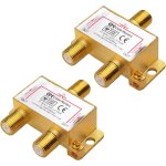 Pack of 2 bi - directional coaxial cable splitters (dtt tv antenna splitter) 2. 4 ghz 2 way for stb tv, ...