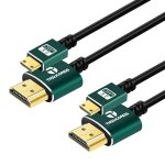 Pack of 2 mini hdmi to hdmi cable 0. 3 m ultra extremely thin flexible mini hdmi cable supports 3d / ...