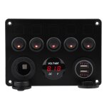 Panneau de commutation  bascule 12 - 24v 5 boutons marche / arrt, double usb voltmtre pour voiture ...