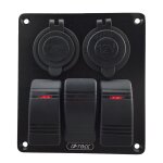 Panneau de commutation à bascule led à 3 gangs + disjoncteur à double prise usb pour bateau marin Panneau de commutation à bascule led à 3 gangs + disjoncteur à double prise usb pour bateau marin