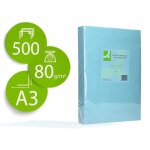 Papier couleur q - connect - a3 - 80g / m2 - unicolore celeste - ramette 500 feuilles