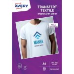 Papier cratif avery 15 transferts t - shirt blancs / clairs a4