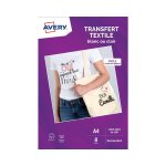 Papier cratif avery 8 transferts t - shirt blancs / clairs a4