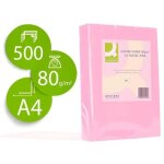 Papier multifonction - q - connect - a4 - 80g / m2 - unicolore rose - ramette 500 feuilles