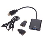 Paquet combo noir - adaptateur vido vga mle  femelle, 1 pice, compatible hdmi, hdtv crt, moniteur ...