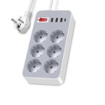 Parasurtenseur multiprise, multiprise 6 prises avec interrupteur, 3 usb + 1 type c, avec protection contre ... Parasurtenseur multiprise, multiprise 6 prises avec interrupteur, 3 usb + 1 type c, avec protection contre ...