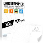 Patq - papier imprimante blanc a3 u2013 150 feuilles u2013 papier premium blanc pur 80 g u2013 din u2013 ...