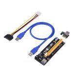 Pci - express pci - e 16x rallonge riser karte usb 3. 0 sata 15p - 4pin emplacements pour adaptateur ...