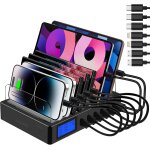 Pd20w qc3. 0 multi usb port fast charging dock, 7 in 1 multi device charging station with lcd display ...