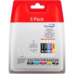 Pgi - 525xl cli - 526xl ink cartridges replacement for canon 525 526 multipack compatible with canon ...