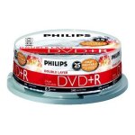 Philips dr8i8b25f - 25 x dvd + r dl - 8. 5 go (240 minutes) 8x - surface imprimable par jet d'encre - ... Philips dr8i8b25f - 25 x dvd + r dl - 8. 5 go (240 minutes) 8x - surface imprimable par jet d'encre - ...