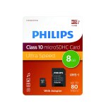 Philips fm08mp45b / 10 carte mmoire micro sd classe 10 8 go