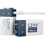 Piles 9v rechargeable lithium - haute capacit� 760mah lithium - ion - usb type - c - dur�e de vie ultra ...