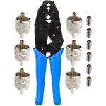 Pince  sertir pour cble coaxial avec 5 connecteurs uhf mle pl259 pour cble rg58 lmr195, outil de ...