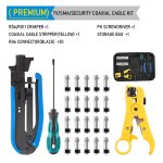Pince  sertir pour cble coaxial, dnudeur de fil, kit d'outils de sertissage, ensemble avec connecteurs ...
