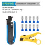 Pince  sertir pour cble coaxial, dnudeur de fil, kit d'outils de sertissage, ensemble avec connecteurs ...