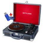 Platine vinyle st�r�o 33 / 45 / 78 tours avec enceintes int�gr�es - usb / sd / aux - prise casque + cl� ...