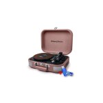 Platine vinyle st�r�o saumon 33 / 45 / 78 tours avec enceintes int�gr�es usb / sd / aux - prise casque ...
