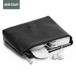 Pochette en crote de cuir pour macbook, pochette de rangement pour souris sans fil, adaptateur d'ordinateur ...