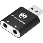 Powerdewise adaptateur de carte son externe usb avec prise microphone 4 broches pour macbook, windows, ...