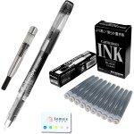 Preppy ensemble de stylo - plume a pointe fine 0, 3 mm noir (psq - 300#1 - 2) et convertisseur argent ...
