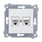 Prise double rj45 - exen - cat. 6 - blanc - m�canisme sans cadre - int�rieur