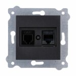 Prise informatique - exen - rj45 cat. 6 + rj11 - noir m�tallique - connexion internet et t�l�phonique ...