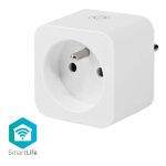 Prise intelligente smartlife wattmetre 3680 watts wifi nedis wifip121ewt