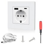 Prise murale avec usb et type c blanc 220 - 250v / 16a (usb 5v 2, 1a) prise encastrable usb c avec câble ... Prise murale avec usb et type c blanc 220 - 250v / 16a (usb 5v 2, 1a) prise encastrable usb c avec câble ...
