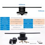 Projecteur holographique 3d 42cm affichage led 640x640 pixels wifi micro sd 32gb yonis