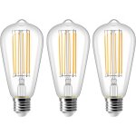 Qxer - 10w e27 st64 ampoule led, ampoule  filament vintage edison, equivalent  100w, blanc chaud 2700k, ...