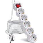 Rallonge de 3 mètres avec 5 prises et interrupteur pour la maison, le bureau et les voyages blanc 1 pc ... Rallonge de 3 mètres avec 5 prises et interrupteur pour la maison, le bureau et les voyages blanc 1 pc ...