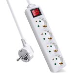 Rallonge avec 4 prises et interrupteur, cble 5 m, pour la maison, le bureau et les voyages, 16 a, 250 ...