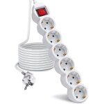 Rallonge de 5 mtres avec 3 prises et interrupteur, pour la maison, le bureau et les voyages, blanc 1 ...
