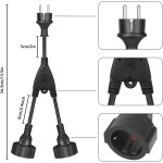 Rallonge d'alimentation avec 2 prises, rallonge lectrique 2 en 1, cble d'extension de contact de protection, ...
