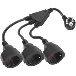 Rallonge d'alimentation avec 3 prises, rallonge lectrique 3 en 1, cble d'extension de contact de protection, ...