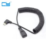 Rallonge micro usb m�le / femelle m / f, 2 pi�ces, c�ble � ressort extensible � angle droit de 90 degr�s ...