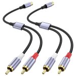 Rca splitter 1 femelle 2 mle 2 pack, cble audio vido adaptateur y pour amplificateur, console de jeu, ...