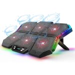 Refroidisseur pour ordinateur portable rgb 12 modes, cran led, 6 ventilateurs rglables haute vitesse, ...