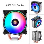 Refroidisseur de processeur a400, 4 tuyaux de chaleur, ventilateur, rgb, tour unique, 120mm, pour lga ...
