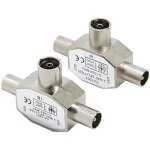 R�partiteur � 2 sorties connecteur coaxial d'antenne tv, type t / f distributeur femelle vers double ...