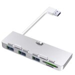 R�partiteur adaptateur � 3 ports usb 3. 0 hub, en alliage aluminium, avec lecteur de carte sd / tf, pour ...