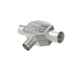 R�partiteur d'antenne, fiche coax. m�le - 2 fiches coax. fem. , m�tal