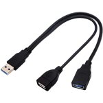 Rpartiteur cble usb 3. 0 a mle vers double usb 3. 0 a femelle + usb 2. 0 a femelle charge supplmentaire ...