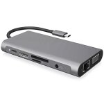 R�partiteur hub 10 en 1 usb type - c vers hdmi, vga, rj45, pd, usb 3. 0, 3. 5mm, prise tf, lecteur de ...