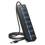 R�partiteur de hub usb 7 ports adaptateur usb 3. 0 multi - hub adaptateur secteur usb � plusieurs ports ...