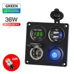 Rpartiteur de prise allume - cigare led, interrupteur de voltmtre tanche 12v 24v double usb charge ...