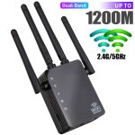 R�p�teur wifi double bande 1200 mbps amplificateur 2, 4 ghz & 5 ghz avec 2 ports lan - noir - e. f. connection ...
