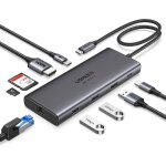 Revodok pro 109 10gbps hub usb c hdmi 4k 60hz ethernet gigabit lecteur de carte sd tf pd 100w 3a1c data ...