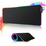 Rfgvc - tapis de souris de gaming rvb xl, 800 x 300 mm, grand avec 14 modes d'clairage, 7 couleurs led, ...